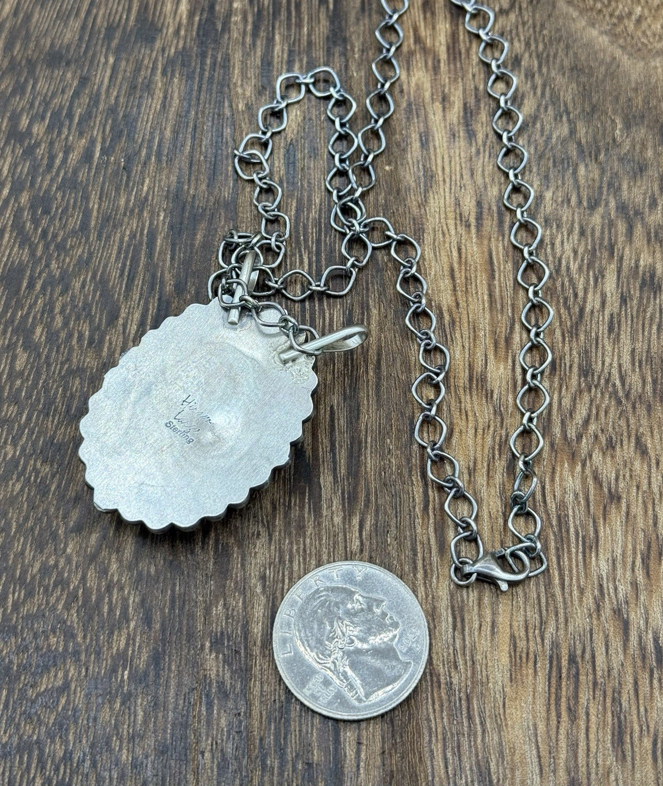 Native Navajo Handmade Sterling Silver Sonoran Gold Turquoise Necklace 18” Large