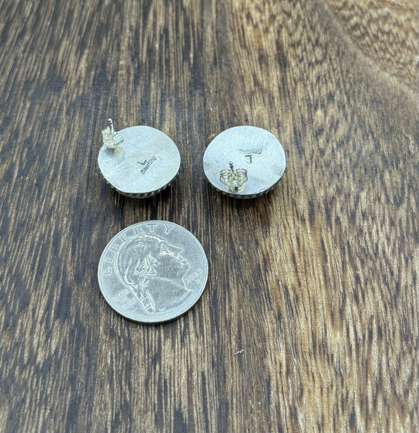 Native American Navajo Handmade Sterling Silver Black Onyx Post Stud Earrings