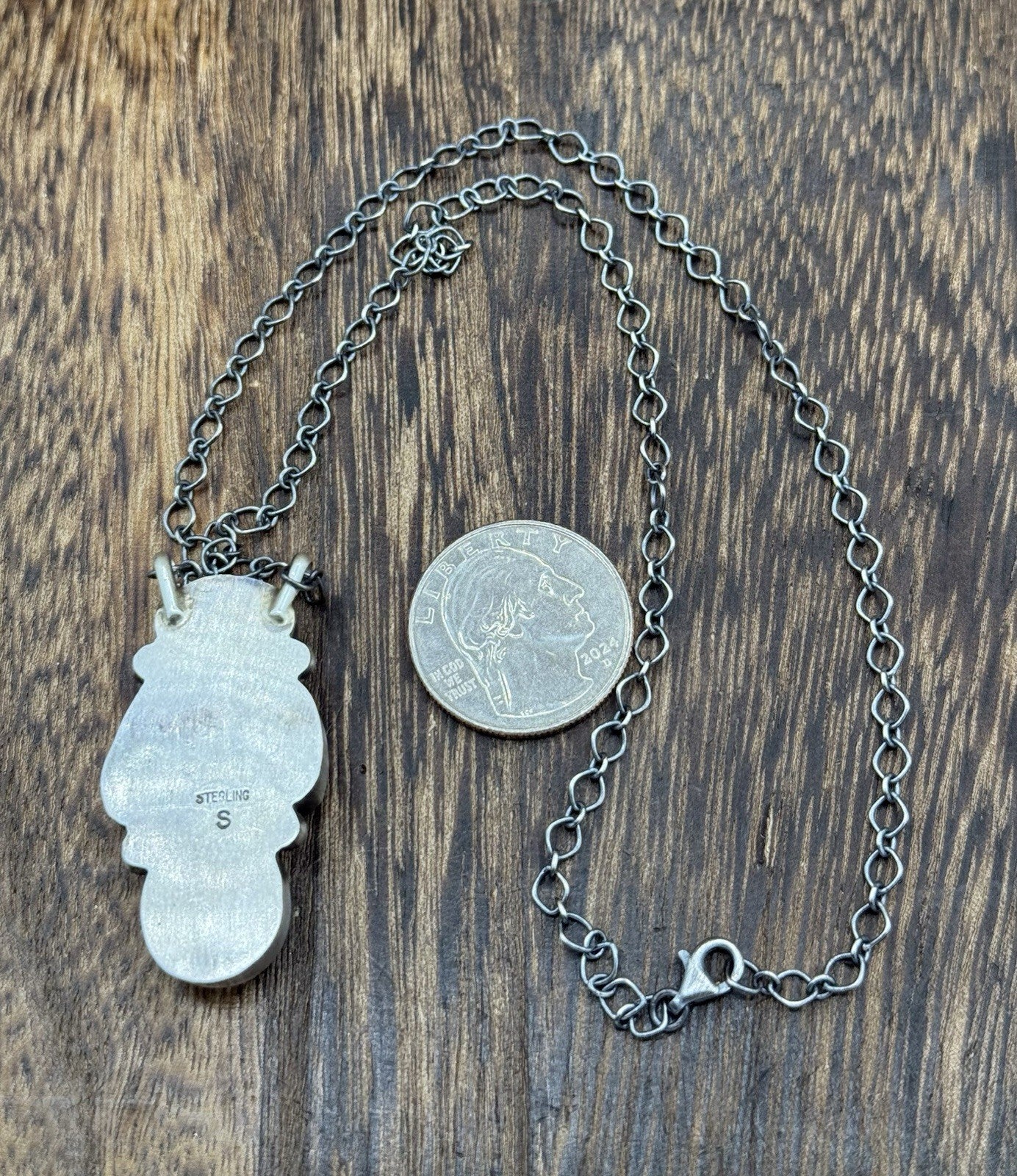 Navajo Handmade Sterling Silver Multicolor Turquoise Cluster Bar Necklace 18”