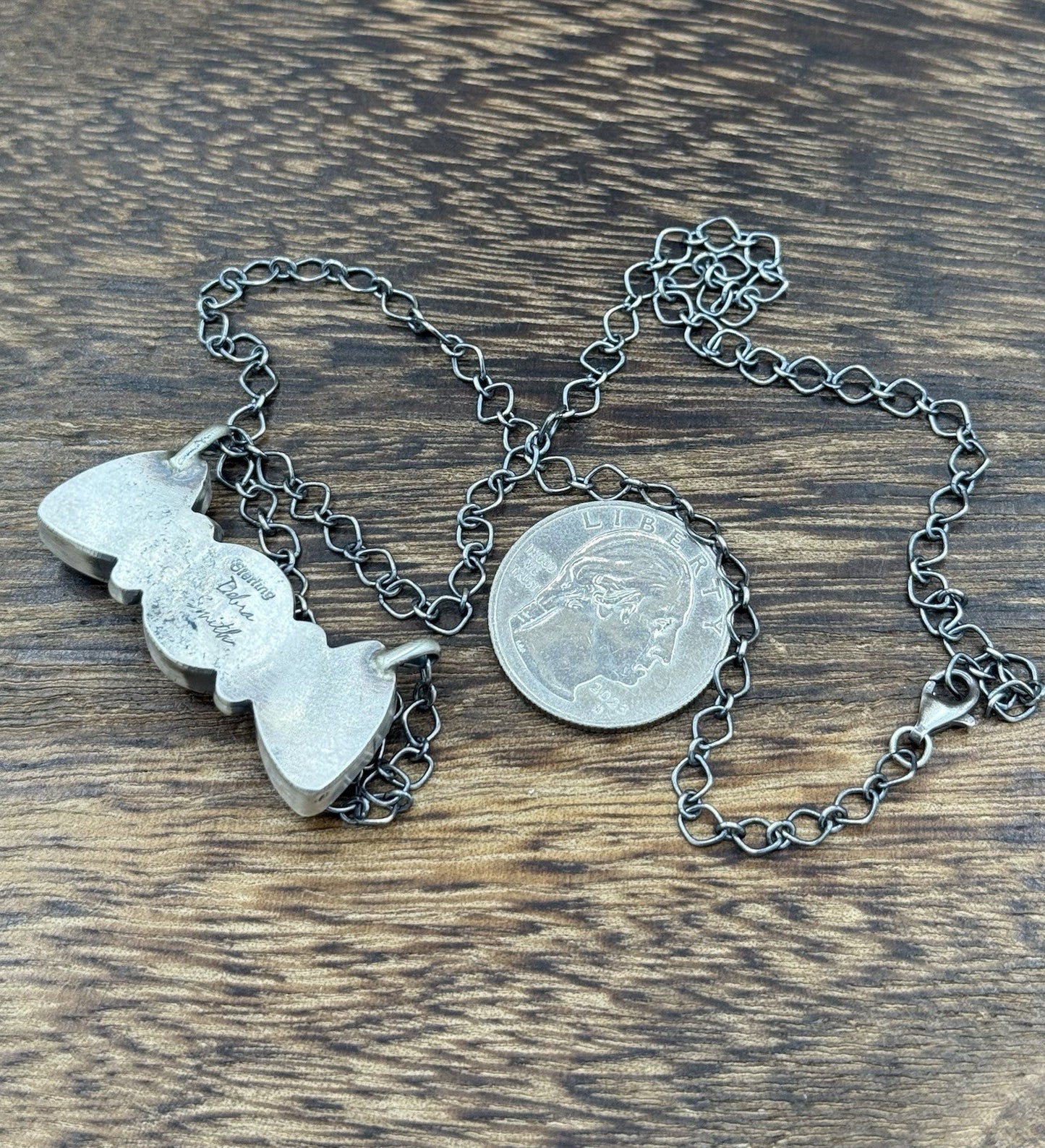 Navajo Handmade Sterling Silver Orange Spiny Oyster Cluster Bar Necklace 18”