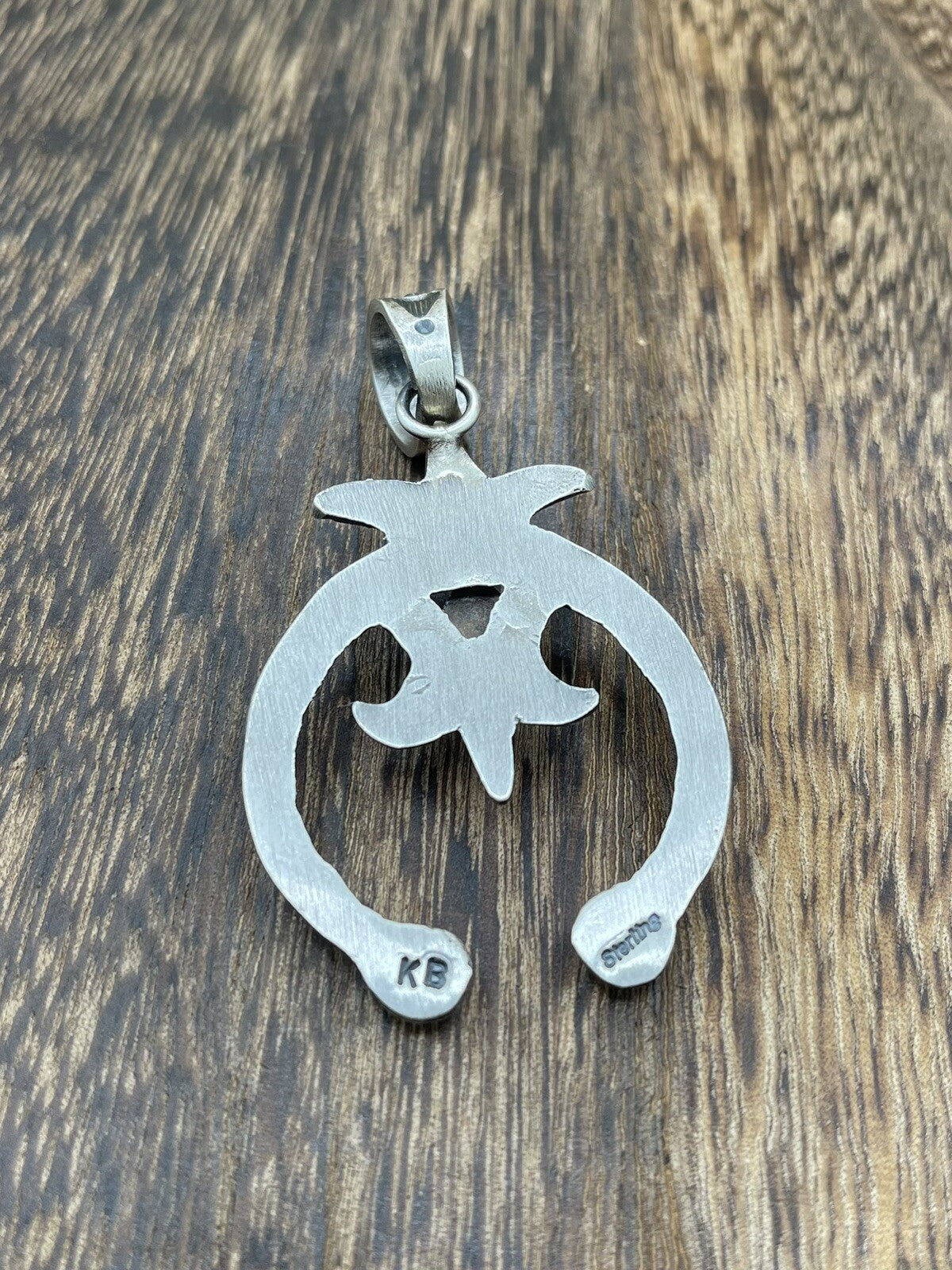 Native American Indian Navajo Handmade Silver Old Look Pink Concho Naja Pendant