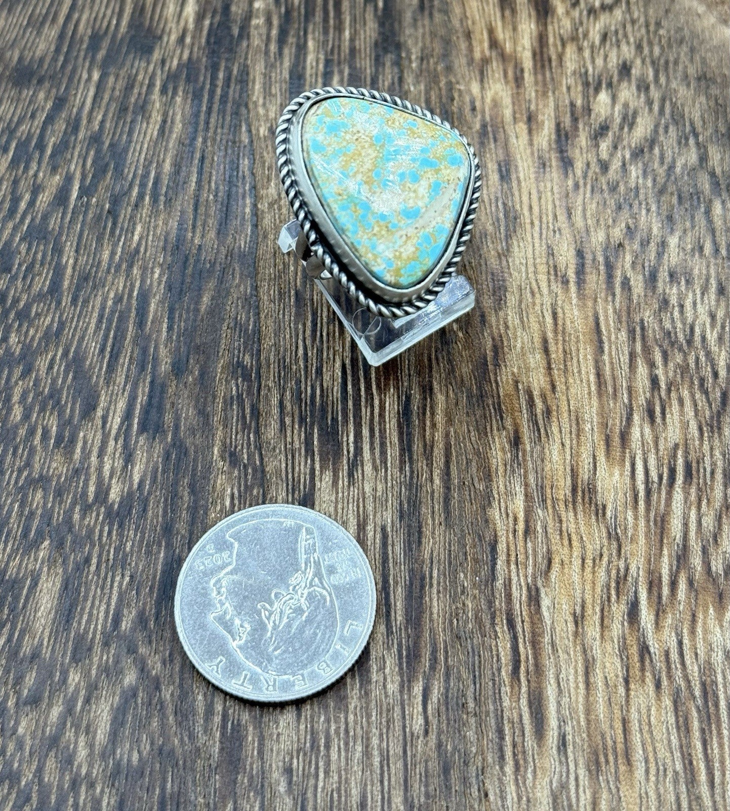 Native American Navajo Handmade Sterling Silver Royston Turquoise Ring Size 9