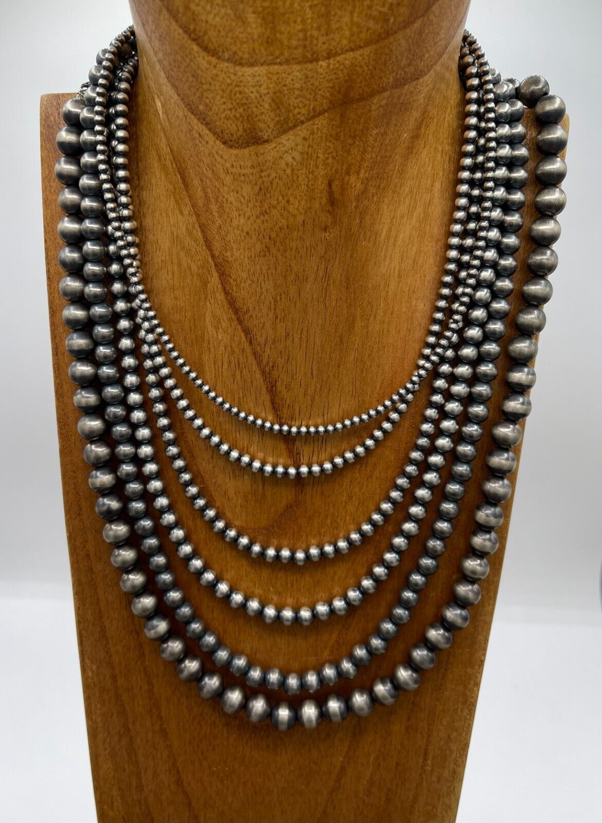 Sterling Silver Pearl Bead Necklaces 3mm 4mm 5mm 6mm 7mm 8mm 10mm 3-6mm 4-8mm