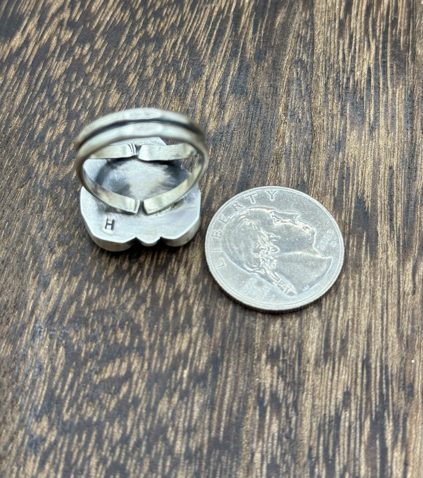 Navajo Handmade Sterling Silver Sonoran Gold Turquoise Cluster Ring Size 9