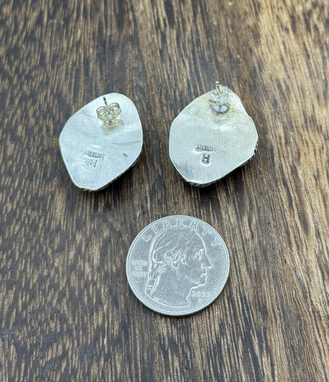 Navajo Handmade Sterling Silver Golden Hills Turquoise Post Cluster Earrings