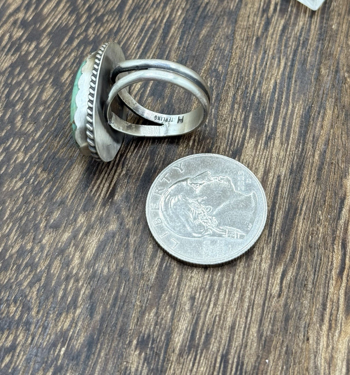 Native American Navajo Handmade Sterling Silver Royston Turquoise Ring Size 8