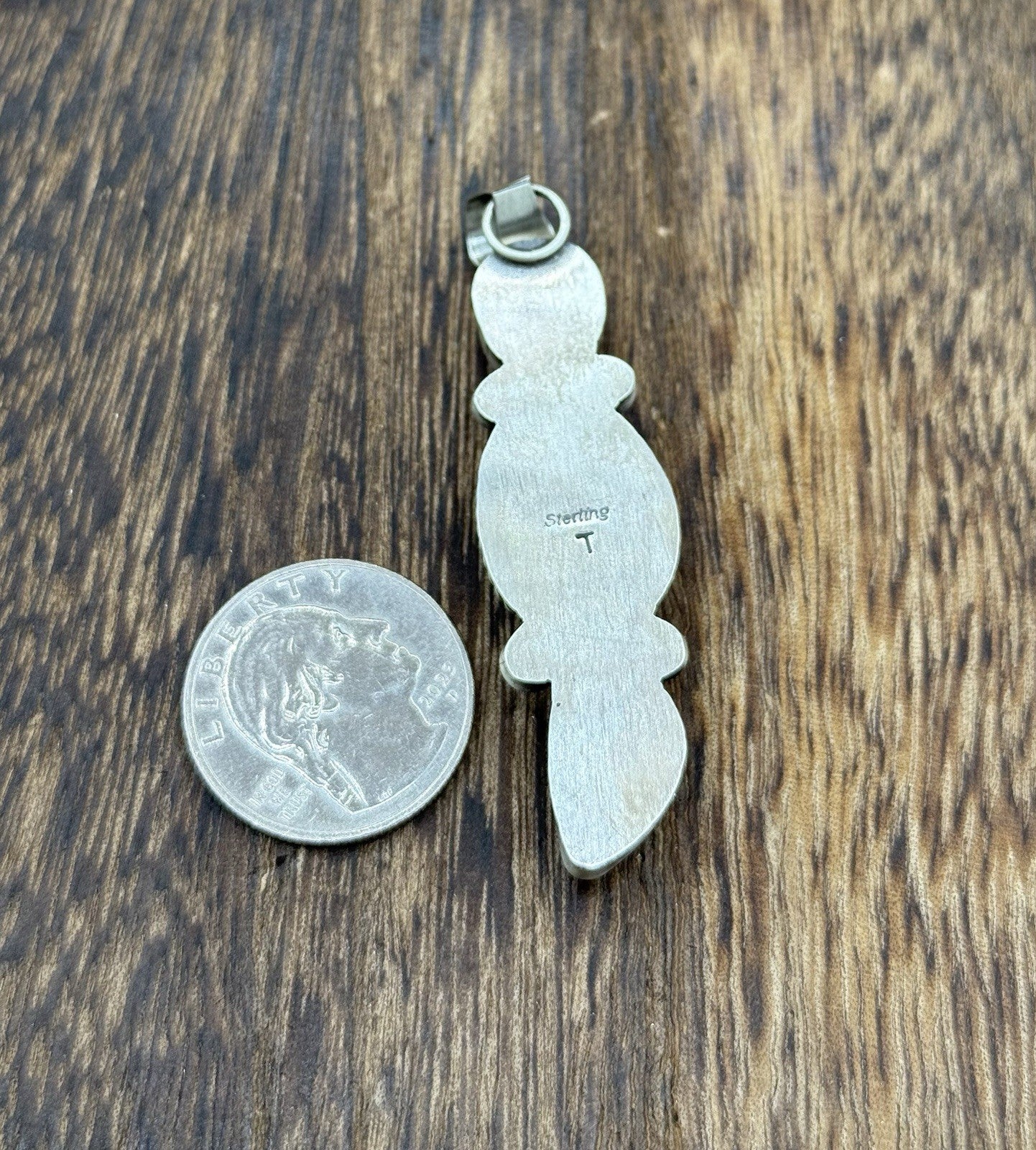 Navajo Handmade Sterling Silver Sonoran Gold Turquoise Cluster Drop Pendant