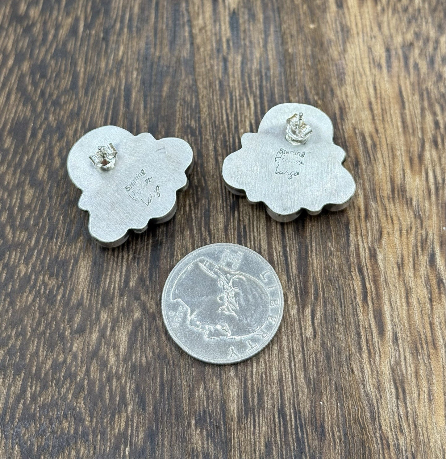 Native Navajo Handmade Sterling Silver Pink Conch Shell Cluster Earrings