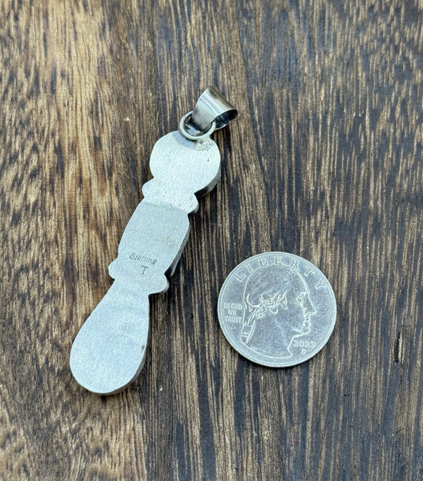 Navajo Handmade Sterling Silver Blue Glacier Turquoise Cluster Drop Pendant