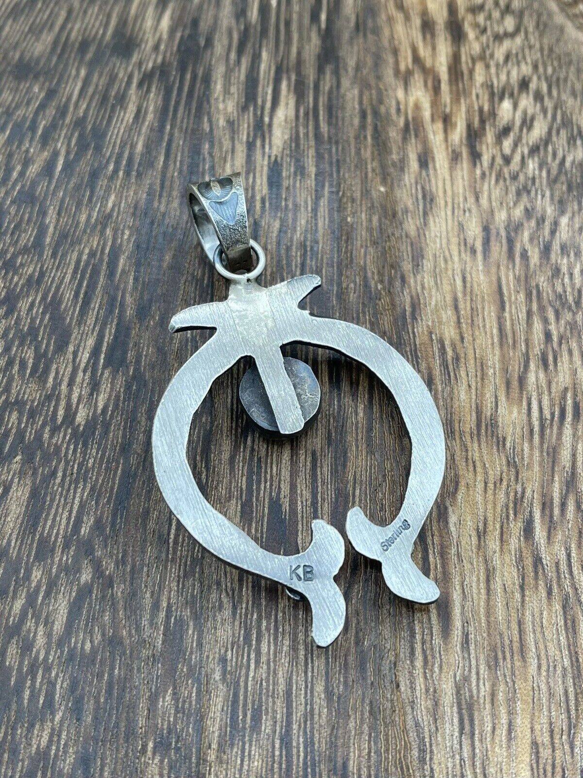 Native American Indian Navajo Handmade Silver Old Look Turquoise Naja Pendant
