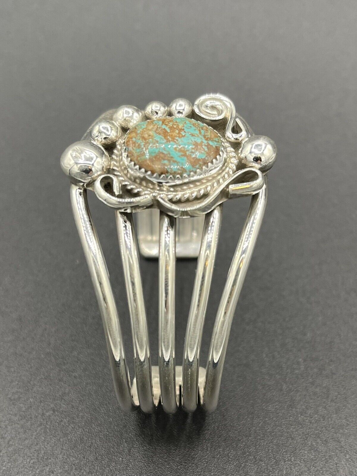 Native American Sterling Silver Navajo Handmade Natural Turquoise Cuff Bracelet