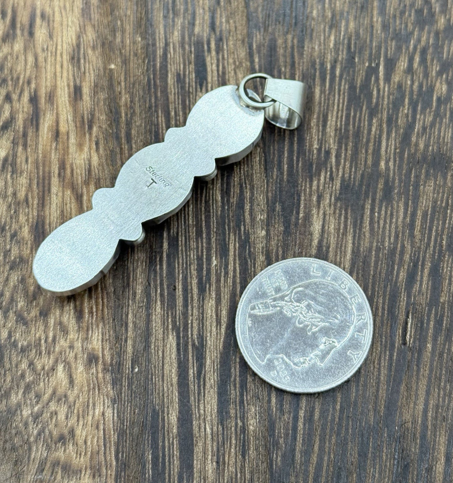 Navajo Handmade Sterling Silver Golden Hills Turquoise Cluster Drop Pendant