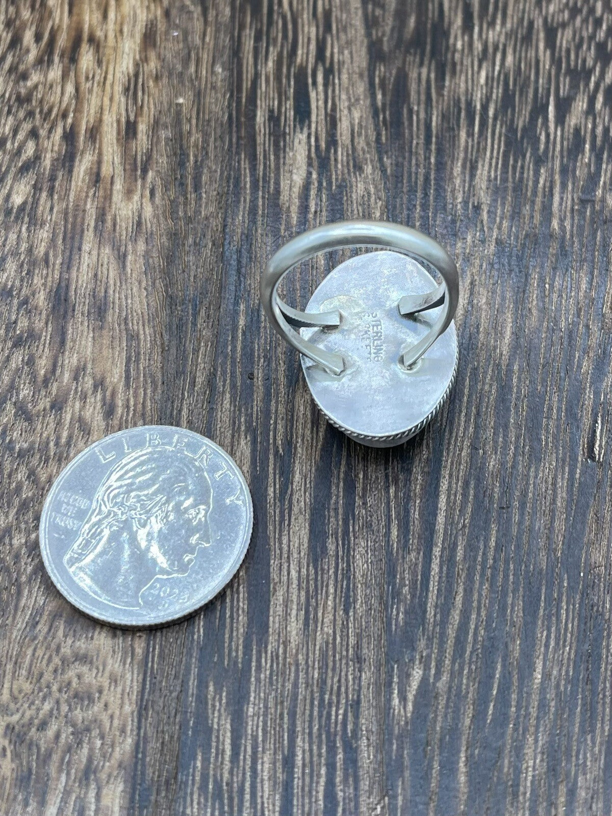 Native American Navajo Handmade Silver Royston Turquoise Old Look Ring Size 9.5