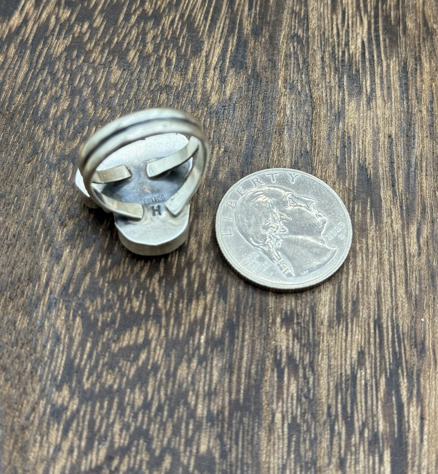 Navajo Handmade Sterling Silver White Water Turquoise Cluster Ring Size 9