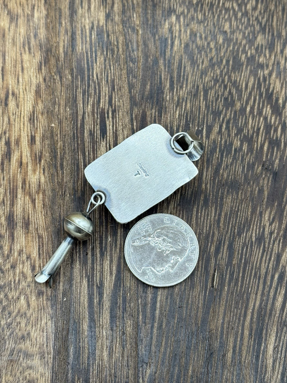 Native Navajo Handmade Sterling Silver Kingman Turquoise Dangle Blossom Pendant