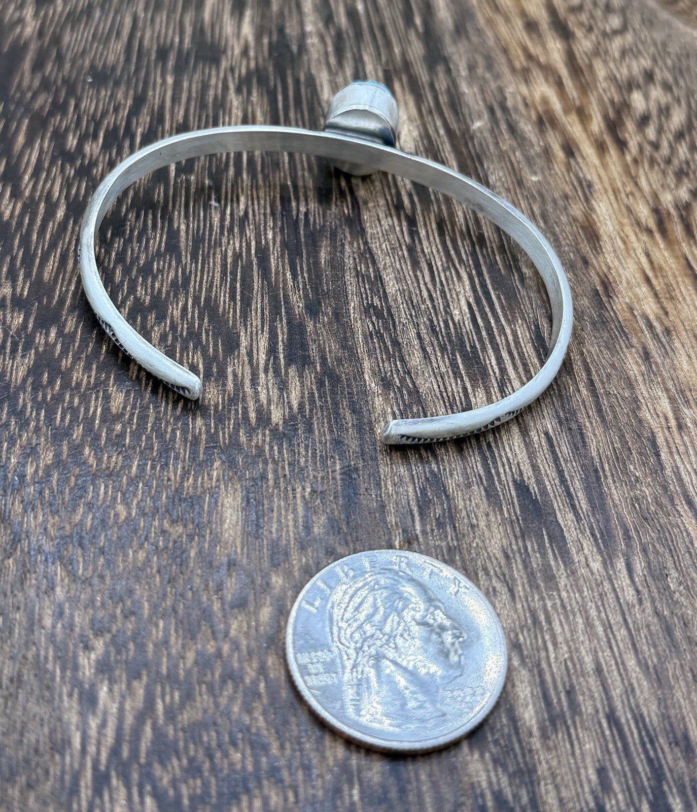 Navajo Handmade Sterling Silver Blue Ridge Turquoise Stacker Cuff Bracelet