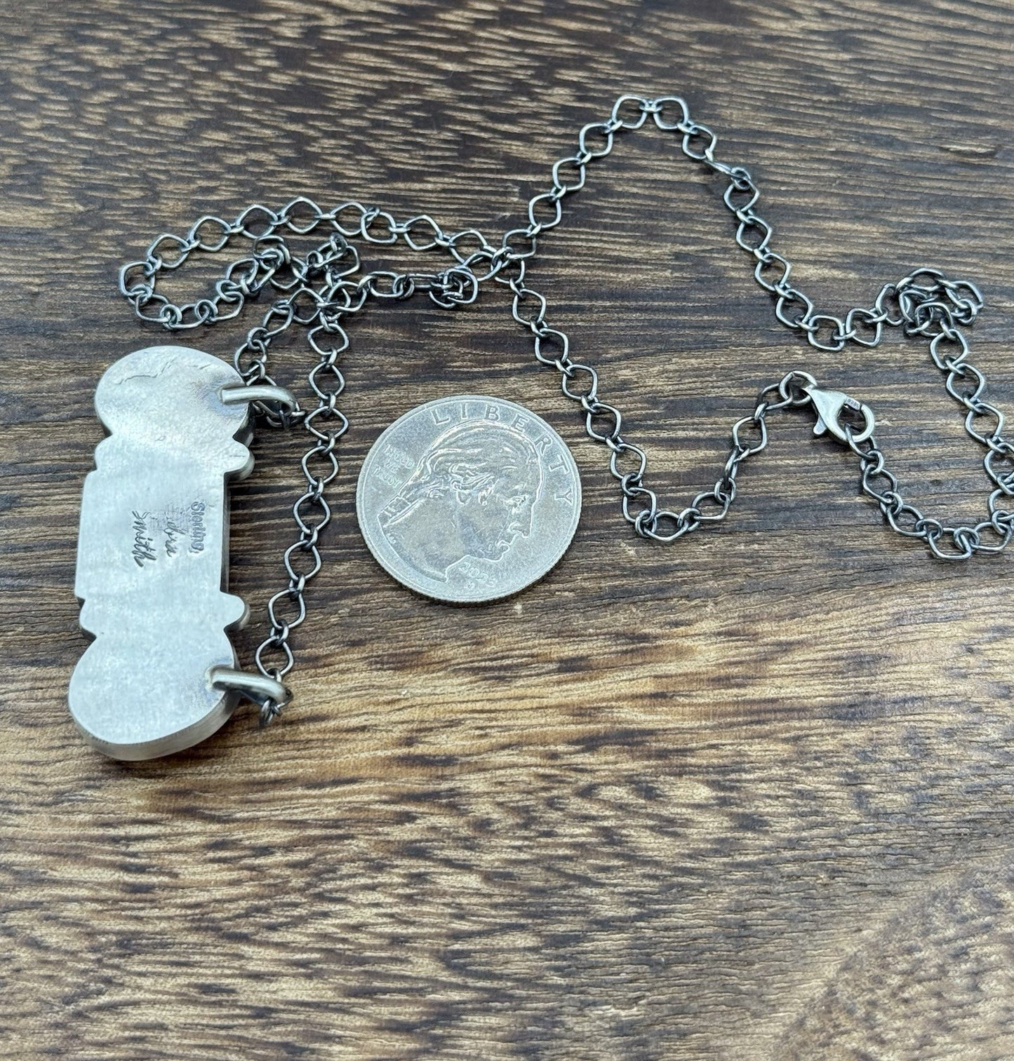 Navajo Handmade Sterling Silver Orange Spiny Oyster Cluster Bar Necklace 18”