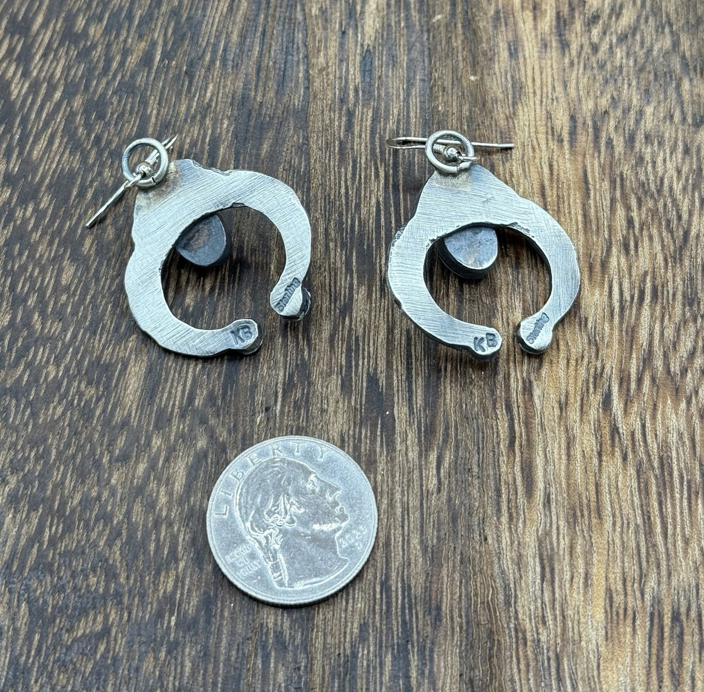 Navajo Handmade Sterling Silver Old Look Kingman Turquoise Earrings Kevin Billah