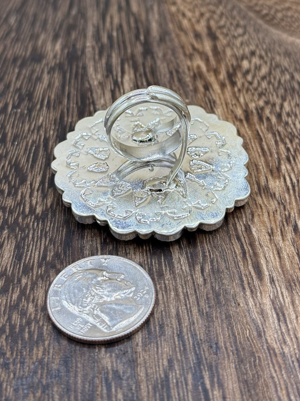 Navajo Handmade Sterling Silver Sleeping Beauty Turquoise & Coral Adjustable 6-9