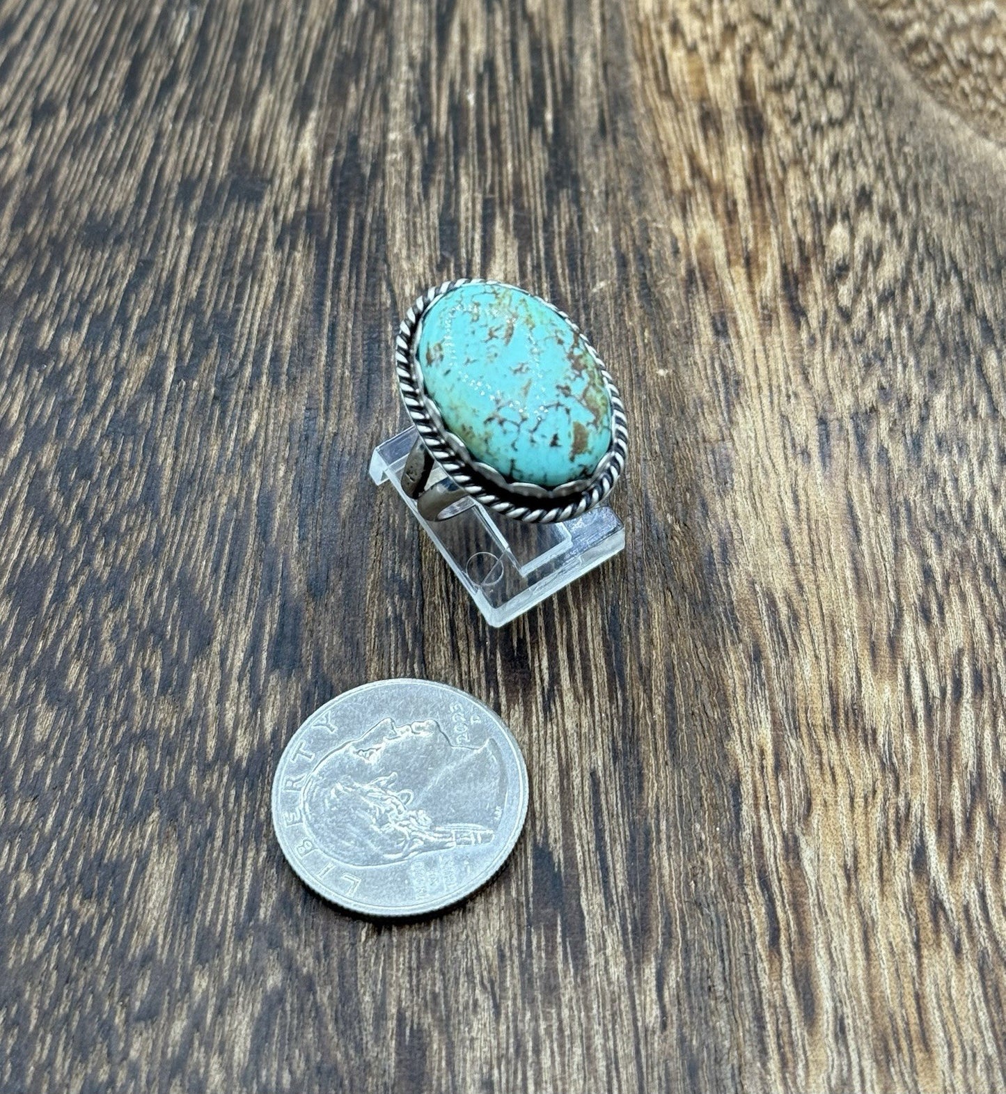 Native American Navajo Handmade Sterling Silver Royston Turquoise Ring Size 8