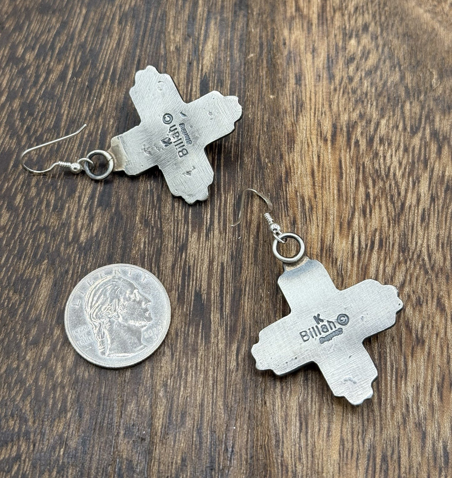 Navajo Handmade Sterling Silver Zia Kingman Turquoise Earrings Kevin Billah