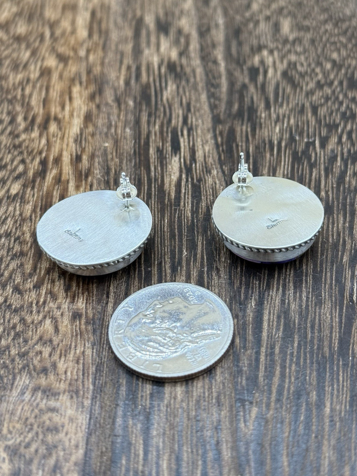 Navajo Handmade Sterling Silver Violet Rose Dahlia Post Earrings Letricia Largo