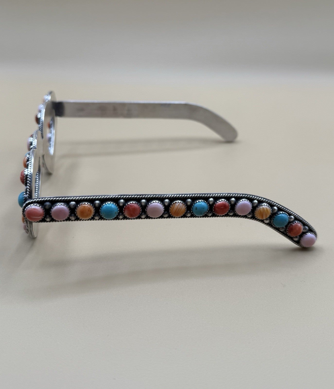 First Ever Navajo Handmade Sterling Silver Multi Stone Glasses By Tricia Smith