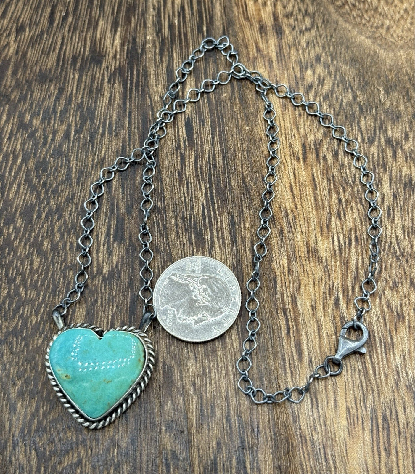 Native Navajo Handmade Sterling Silver Kingman Turquoise Bar Necklace 18”