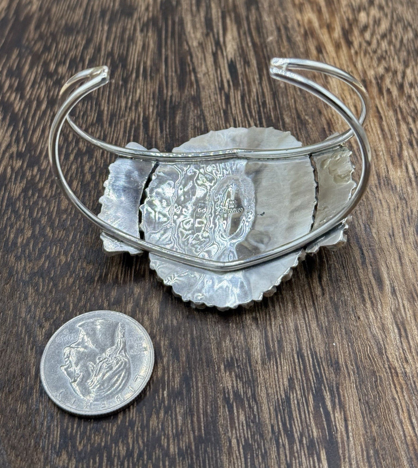 Native American Navajo Handmade Sterling Silver Turquoise Cluster Cuff Bracelet