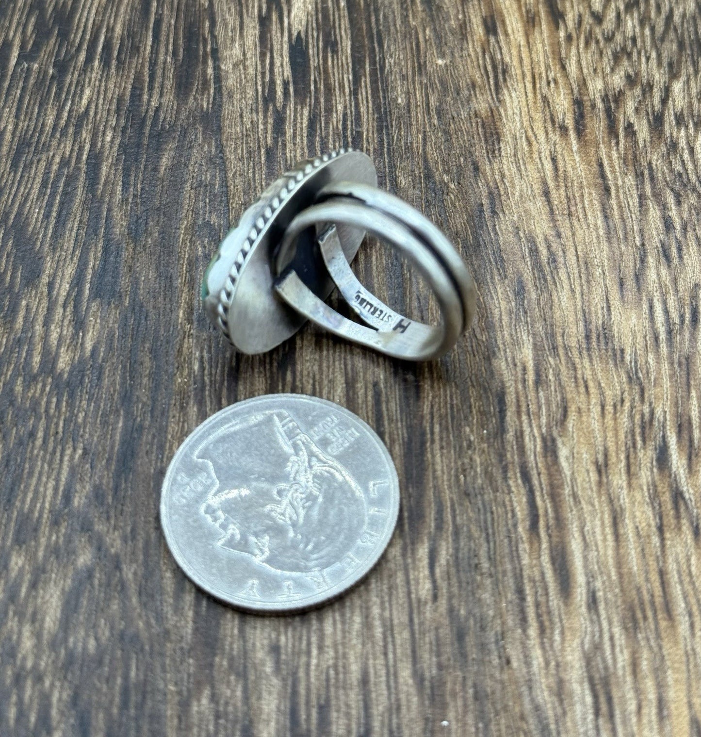 Native American Navajo Handmade Sterling Silver Royston Turquoise Ring Size 9