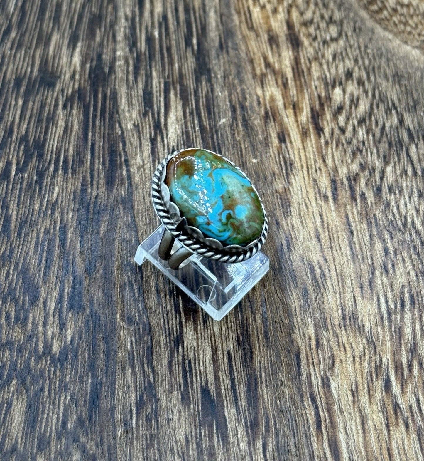 Native American Navajo Handmade Sterling Silver Royston Turquoise Ring Size 7