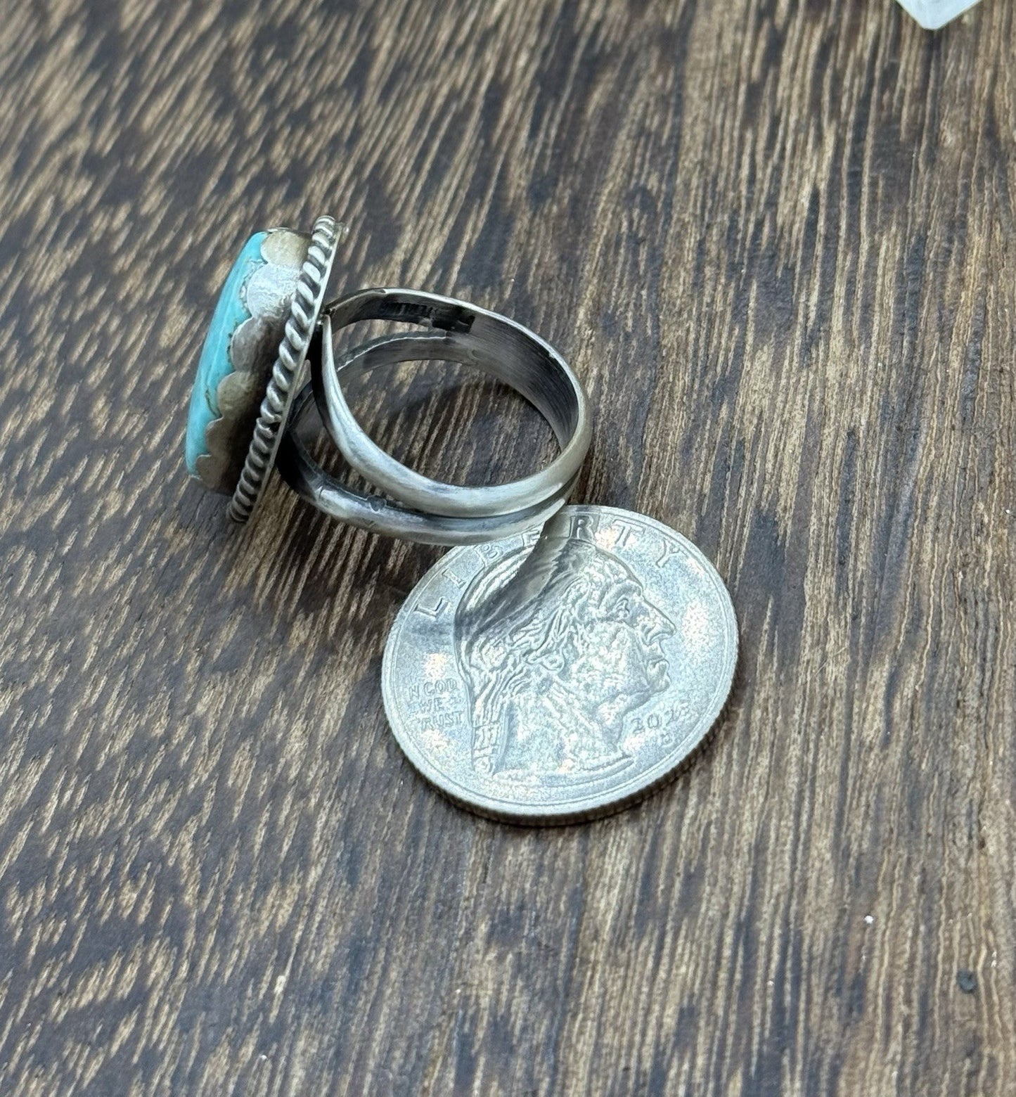 Native American Navajo Handmade Sterling Silver Royston Turquoise Ring Size 8