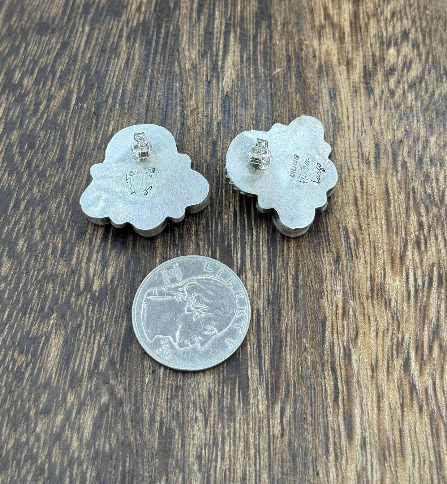 Native Navajo Handmade Sterling Silver Pink Conch Shell Cluster Earrings