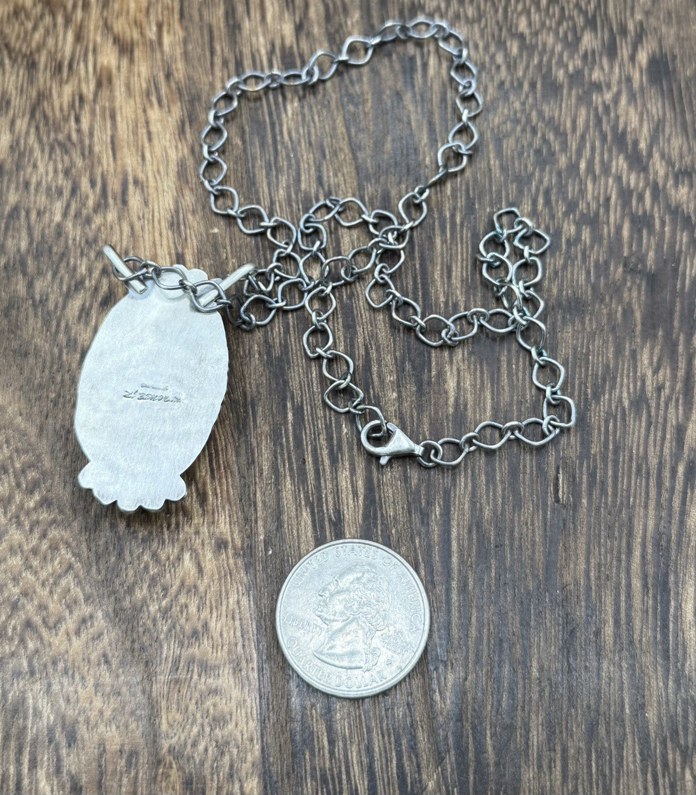 Native American Navajo Handmade Sterling Silver White Buffalo Bar Necklace 18”