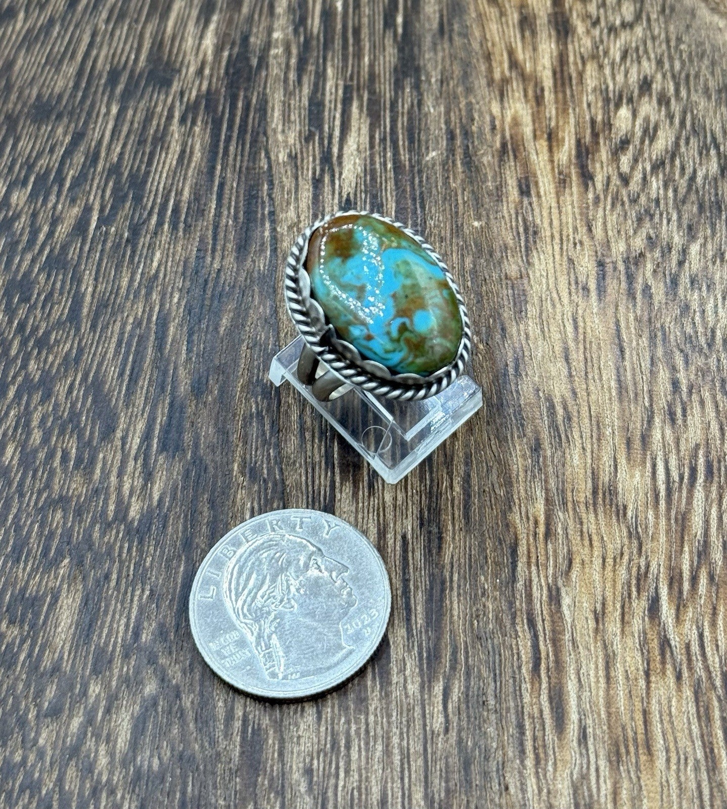 Native American Navajo Handmade Sterling Silver Royston Turquoise Ring Size 7