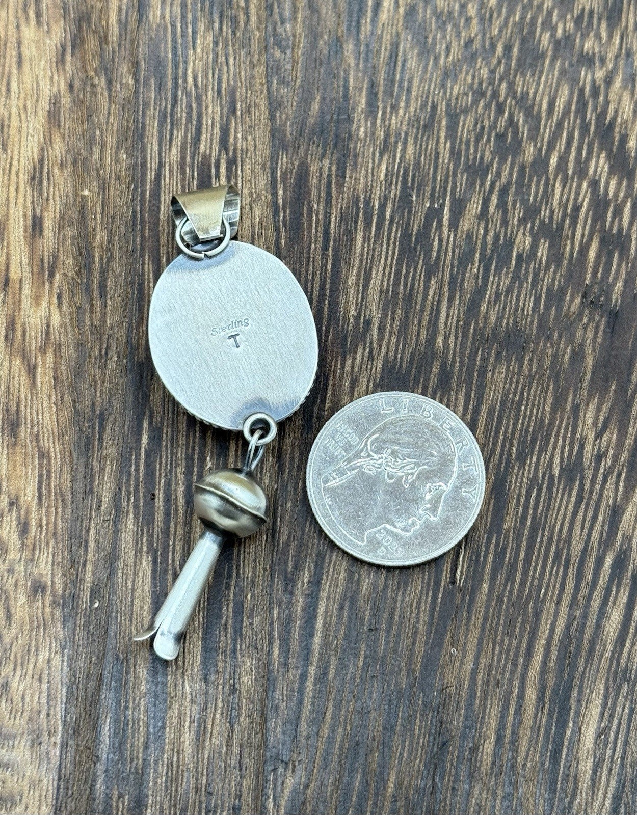 Navajo Handmade Sterling Silver Golden Hills Turquoise Dangle Blossom Pendant