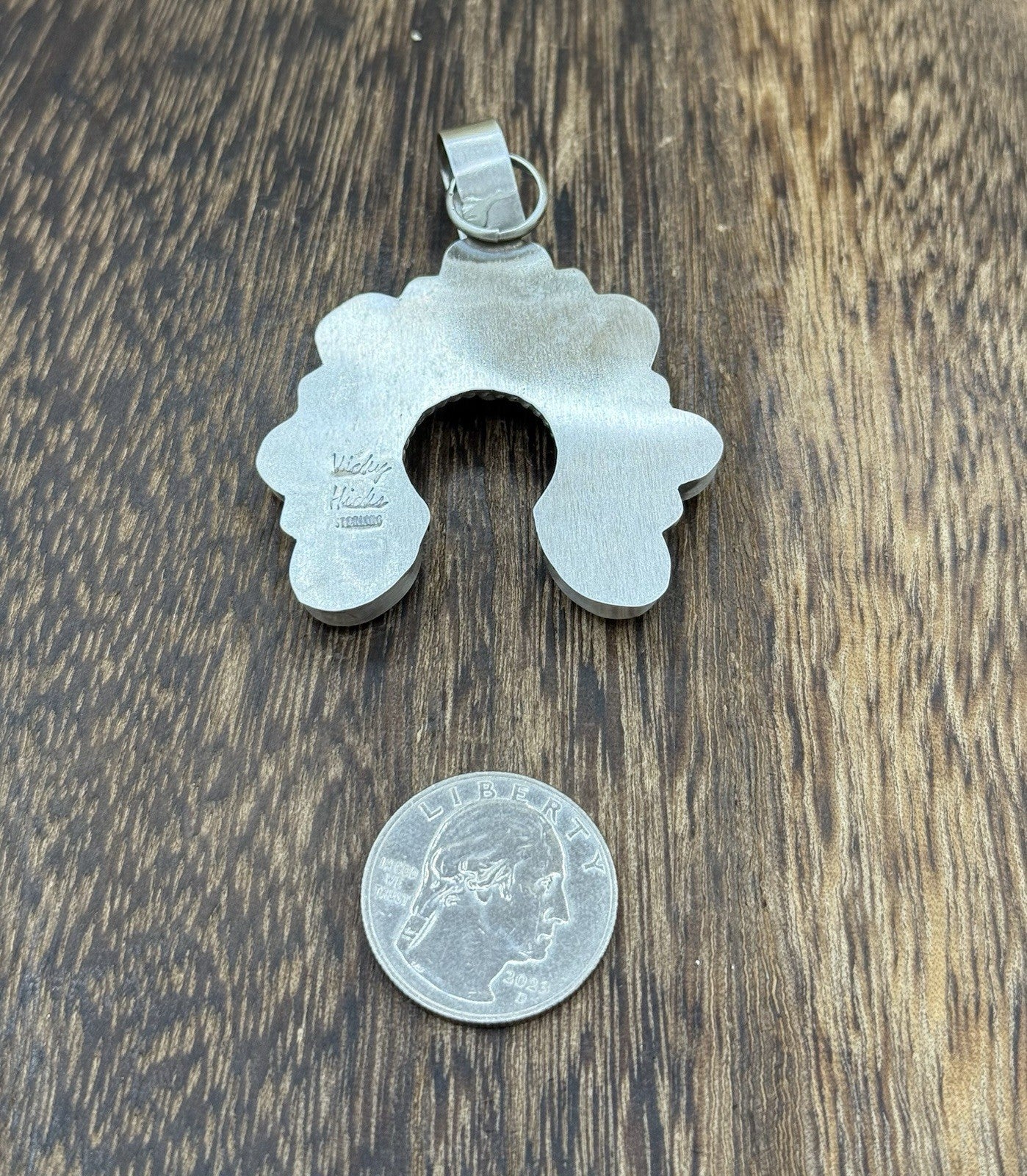 Native Navajo Handmade Sterling Silver Blue Ridge Turquoise Cluster Naja Pendant