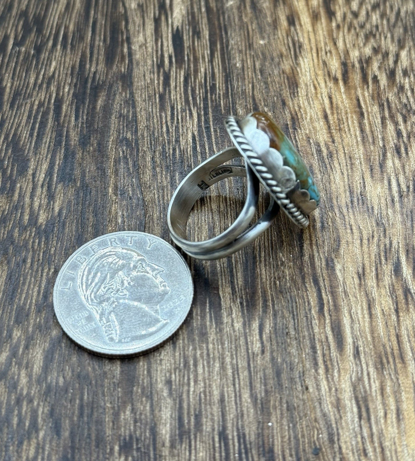 Native American Navajo Handmade Sterling Silver Royston Turquoise Ring Size 7
