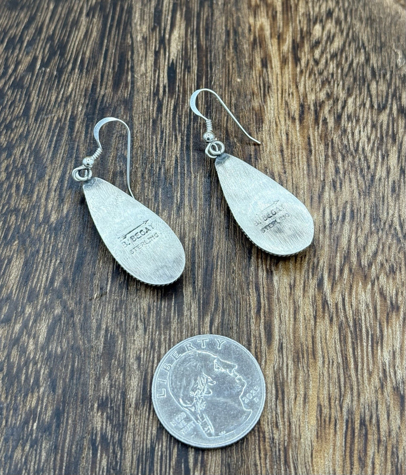 Navajo Handmade Sterling Silver Violet Rose Dahlia Dangle Drop Earrings Byron B.