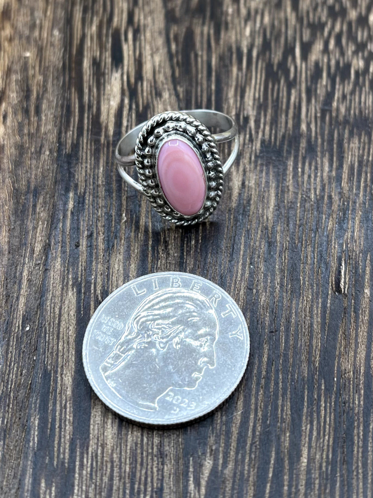 Navajo Handmade Sterling Silver Pink Conch Shell Band Rings By Byron Begay