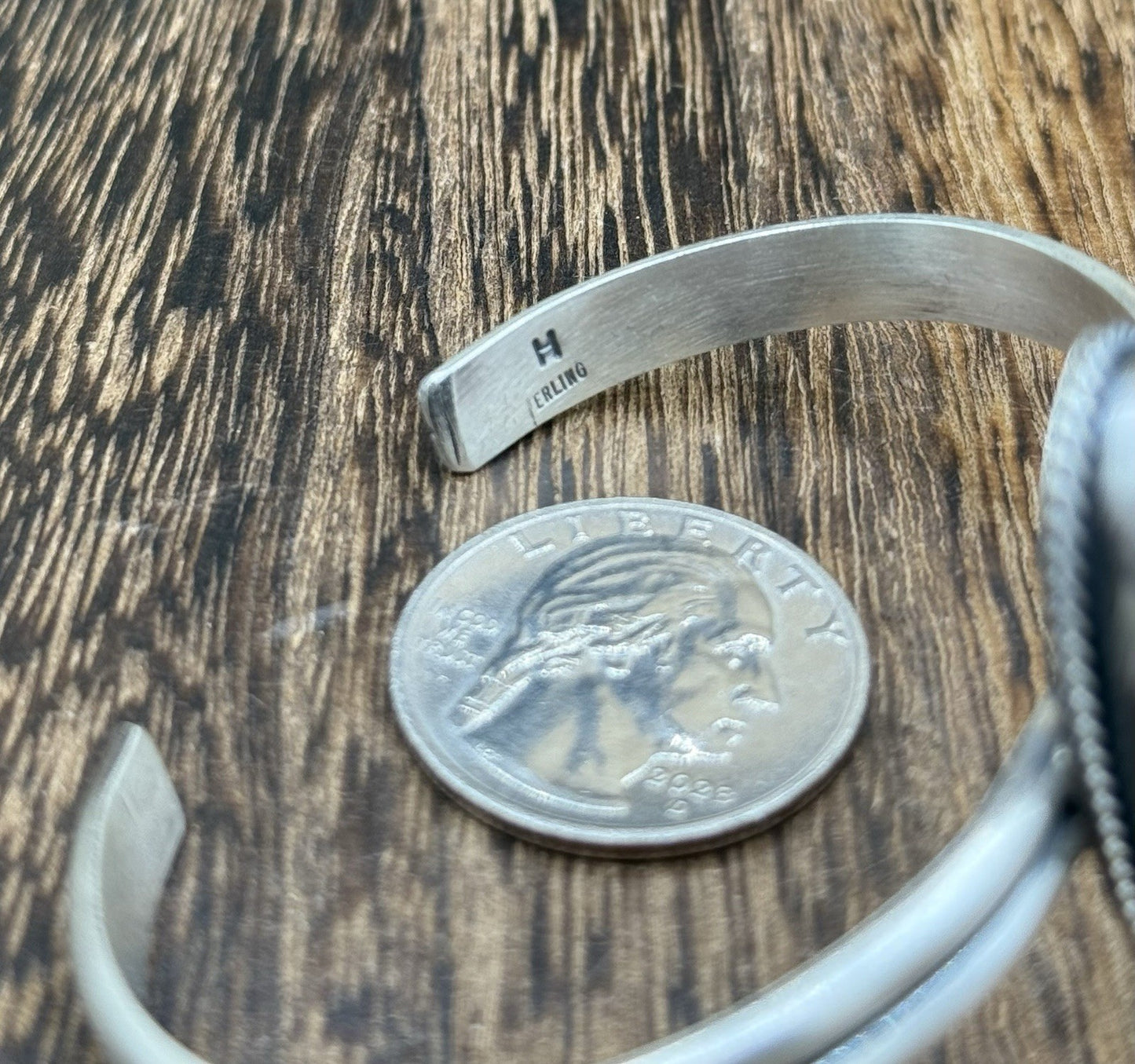 Navajo Handmade Sterling Silver Blue Glacier Turquoise Stacker Cuff Bracelet