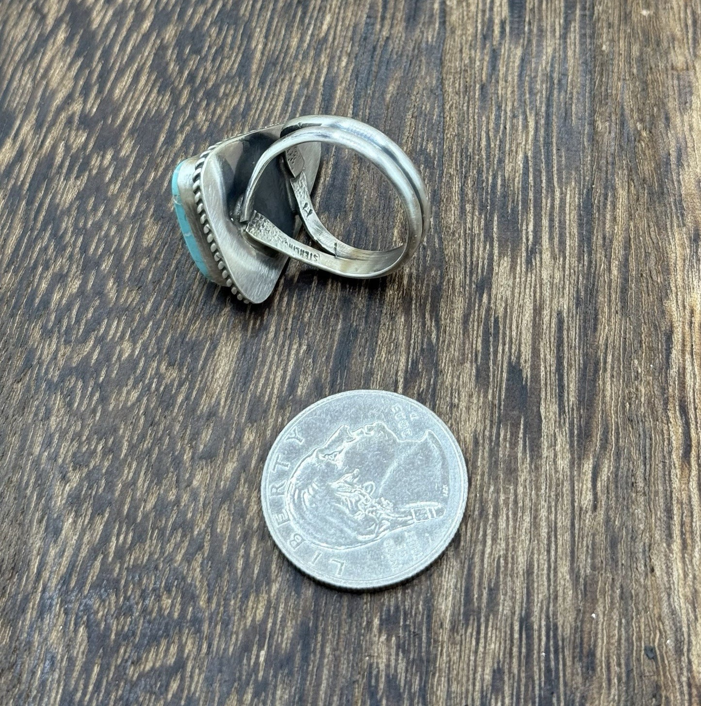 Native American Navajo Handmade Sterling Silver Royston Turquoise Ring Size 8