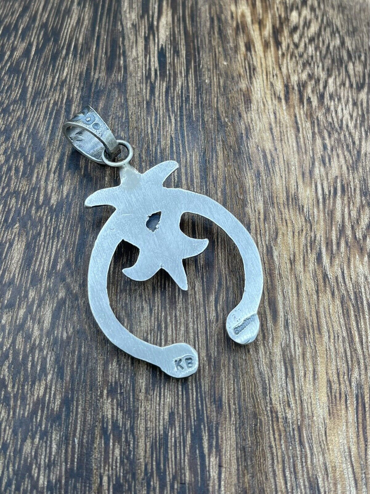Native American Indian Navajo Handmade Silver Old Look Pink Concho Naja Pendant