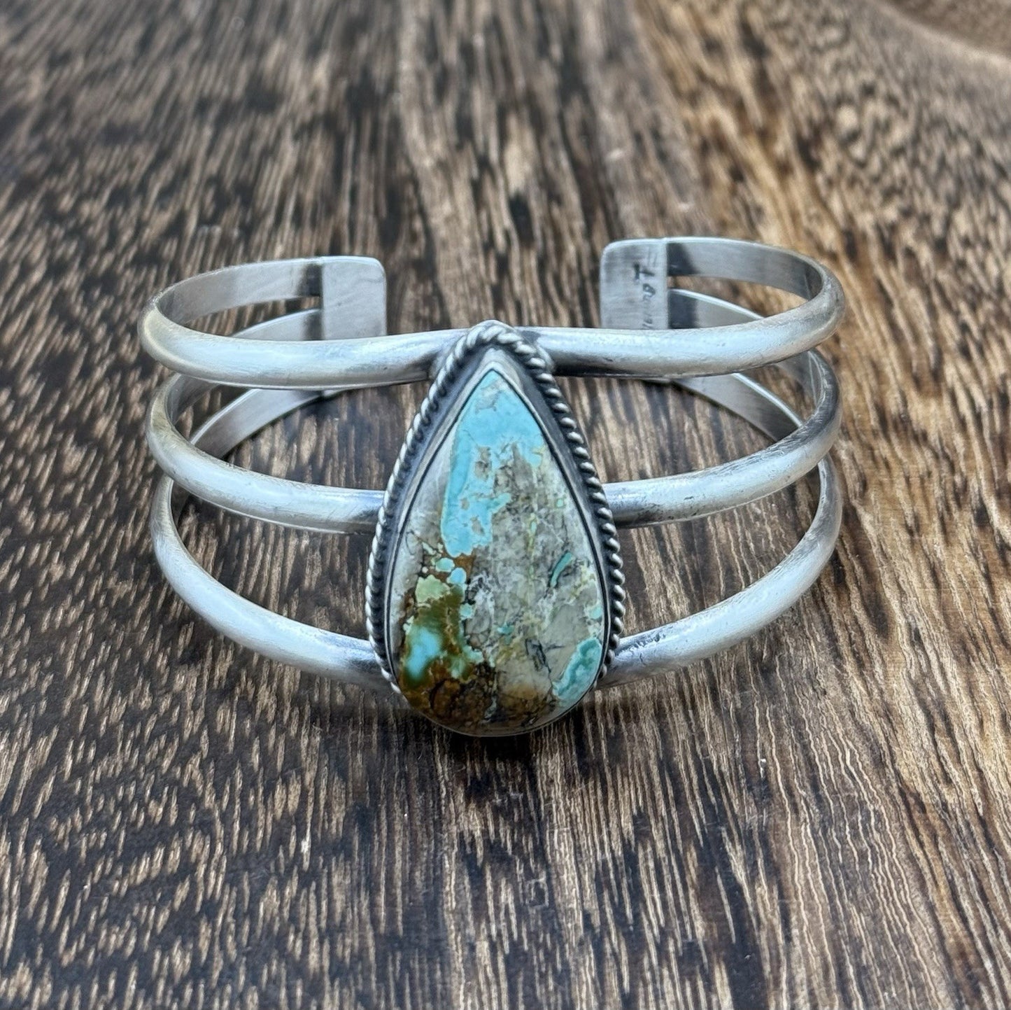 Native American Navajo Handmade Sterling Silver Royston Turquoise Cuff Bracelet