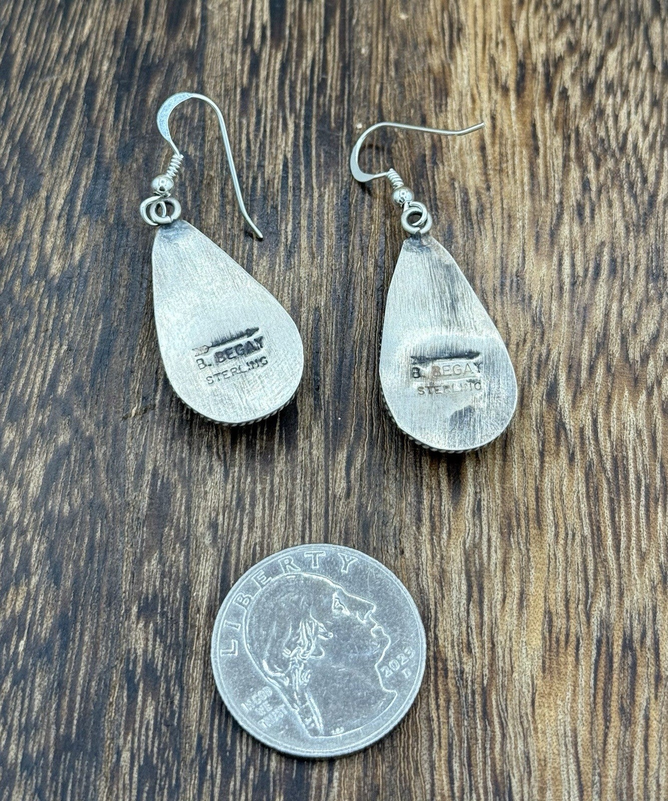 Navajo Handmade Sterling Silver Violet Rose Dahlia Dangle Drop Earrings Byron B.