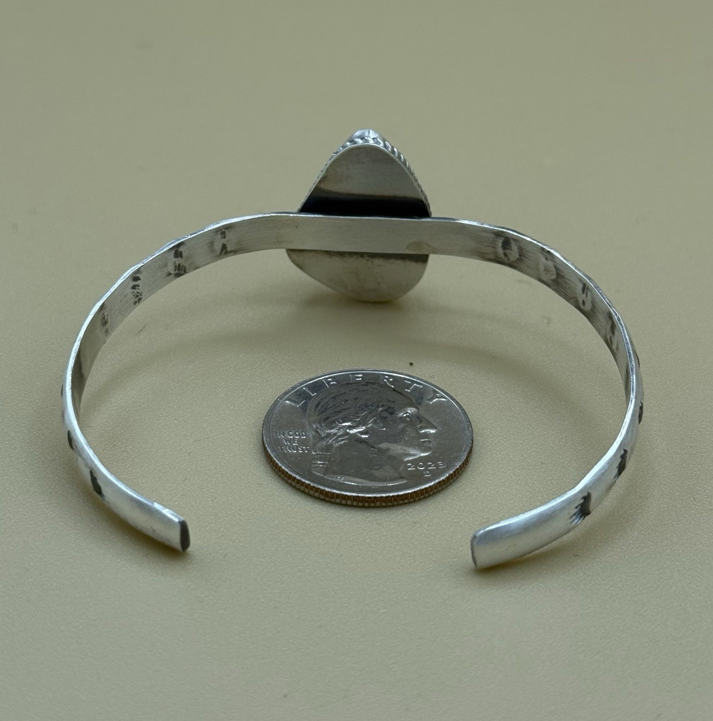 Native Navajo Handmade Sterling Silver Kingman Turquoise Stacker Cuff Bracelet