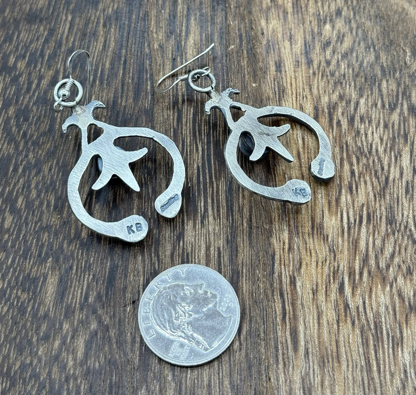 Navajo Handmade Sterling Silver Old Look Kingman Turquoise Earrings Kevin Billah