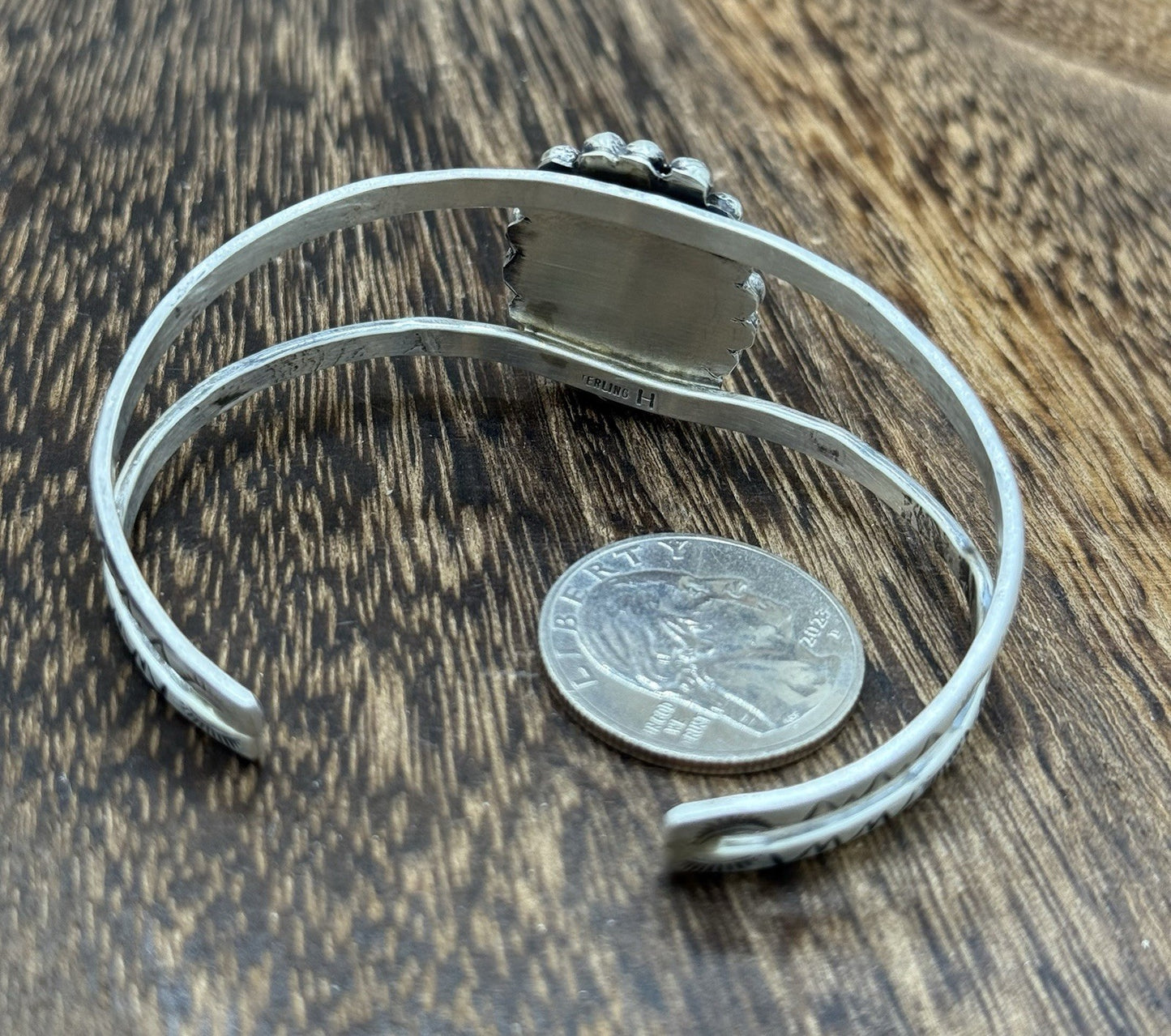 Native Navajo Handmade Sterling Silver Sonoran Gold Turquoise Cuff Bracelet