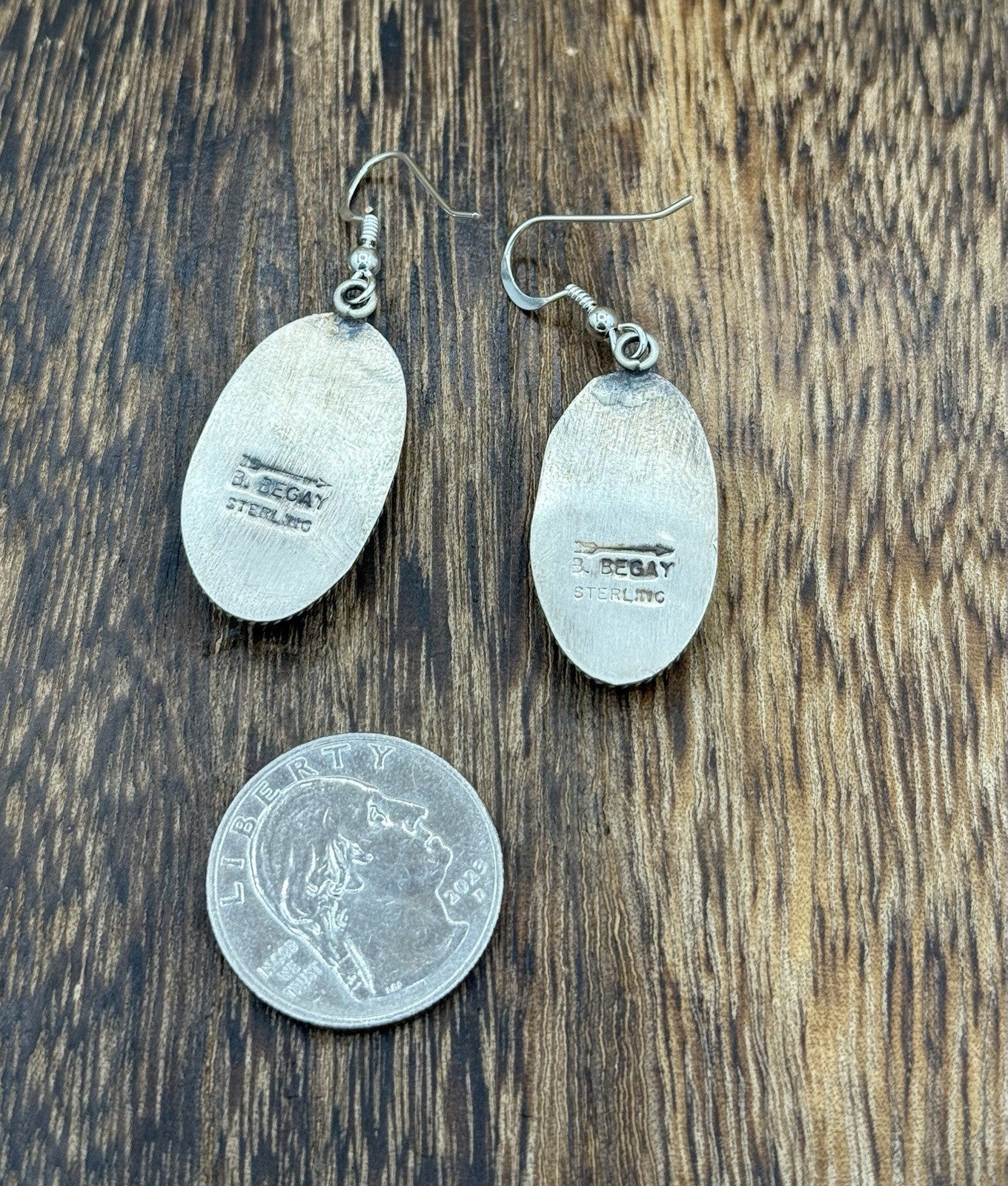 Navajo Handmade Sterling Silver Violet Rose & Blue Dahlia Dangle Drop Earrings