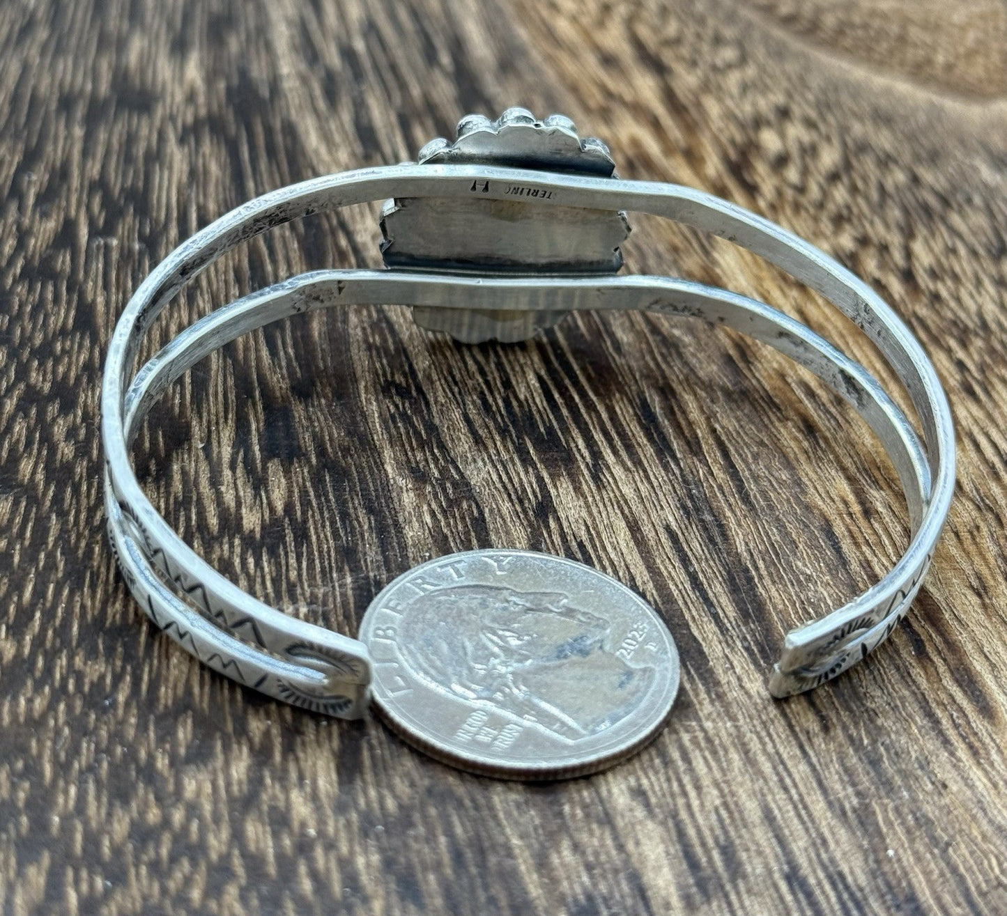 Native Navajo Handmade Sterling Silver Sonoran Gold Turquoise Cuff Bracelet